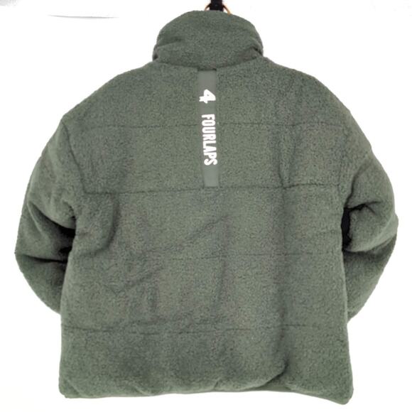 Fourlaps Polar Quilted Reversible Unisex Thyme/White Sherpa Jacket - Size S -NWT - Picture 3 of 15